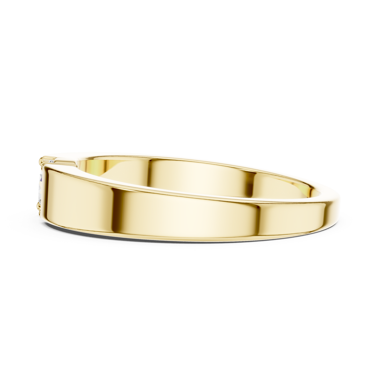 Solitaire Four Prong Round Shape Lab Grown Diamond Ring Flat Profile Band