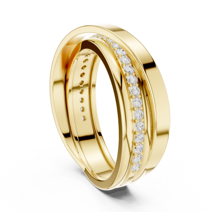 Crossover Wave Pave Round Shape Lab Grown Diamond Ring