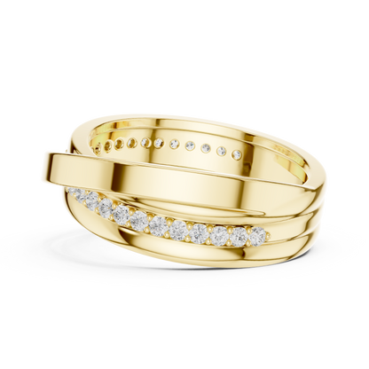 Crossover Wave Pave Round Shape Lab Grown Diamond Ring