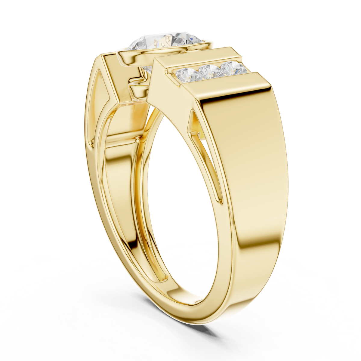 Bezel Set 1.10 Ct Round Shape Lab Grown Diamond Solitaire Ring Asymmetric Style