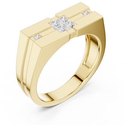 Quad Princess Cut Lab Grown Diamond Ring Flat Band Style