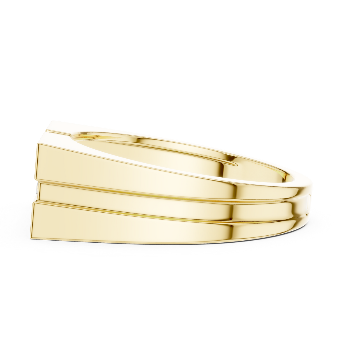 Quad Princess Cut Lab Grown Diamond Ring Flat Band Style