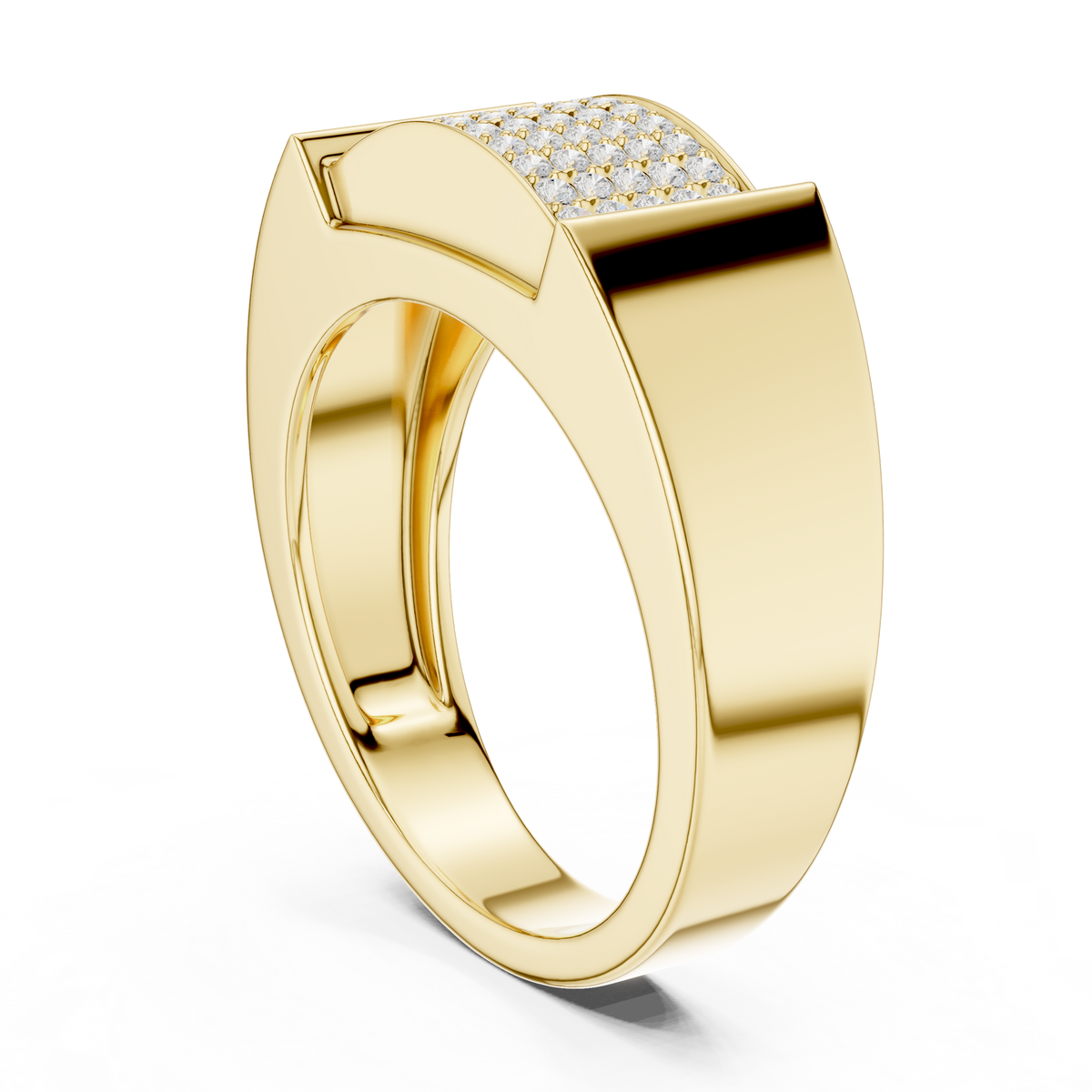 Multi Row Pave Center Round Shape Lab Grown Diamond Ring