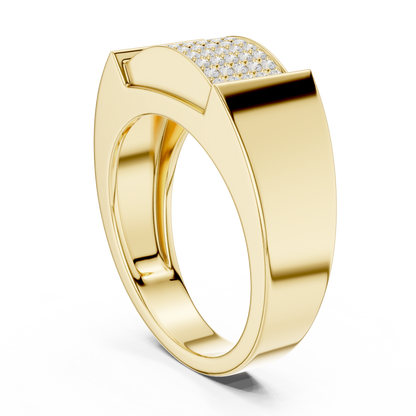 Multi Row Pave Center Round Shape Lab Grown Diamond Ring