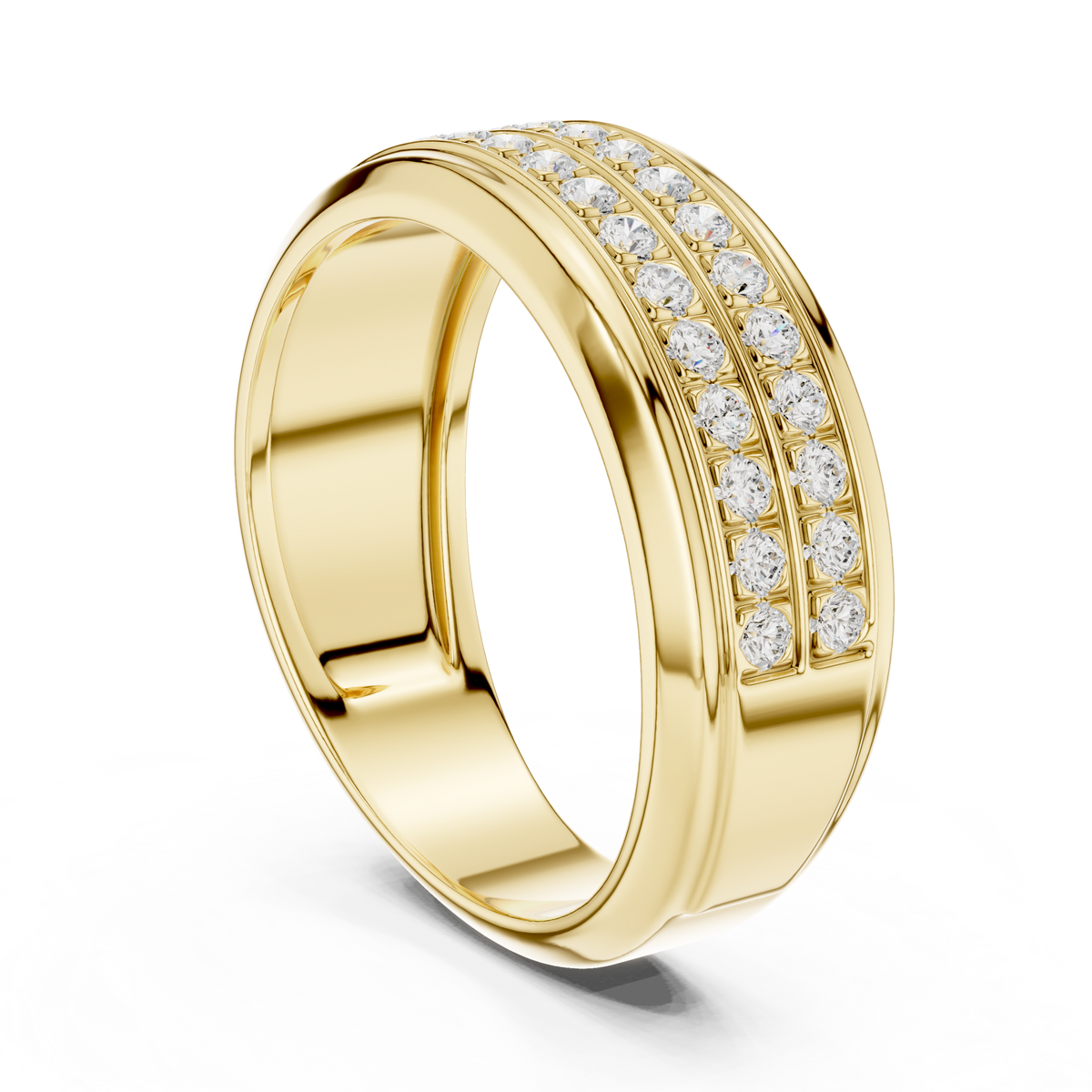 Double Row Pave Set Round Shape Lab Grown Diamond Ring