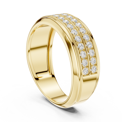 Double Row Pave Set Round Shape Lab Grown Diamond Ring