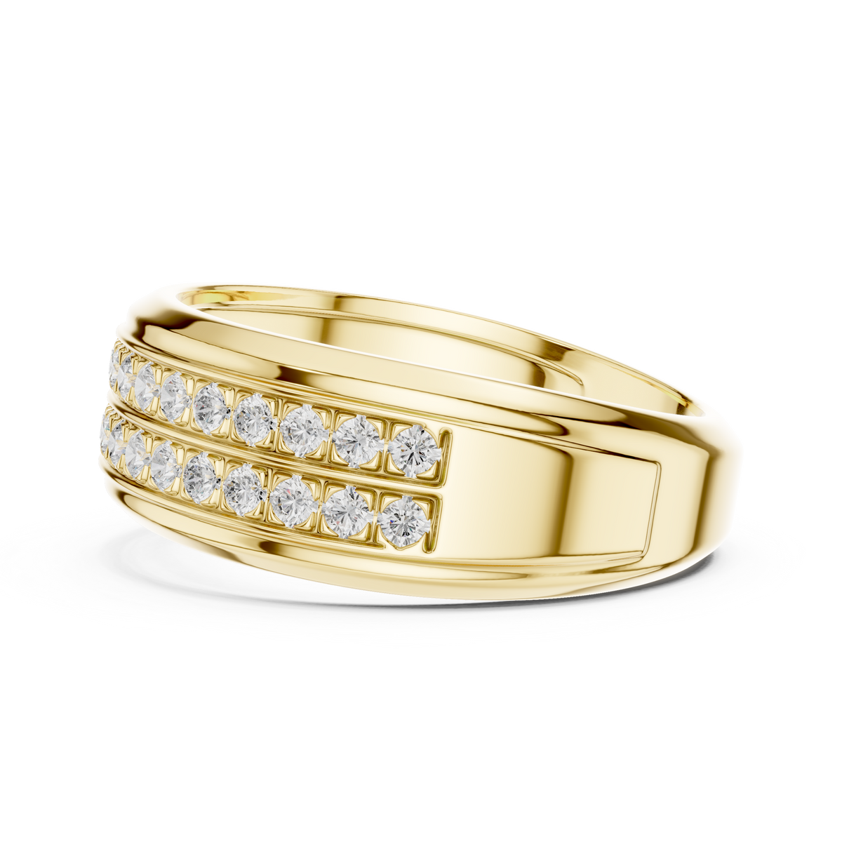 Double Row Pave Set Round Shape Lab Grown Diamond Ring