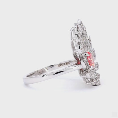 Wing Motif Lab-Grown Pink Diamond Statement Cocktail Ring