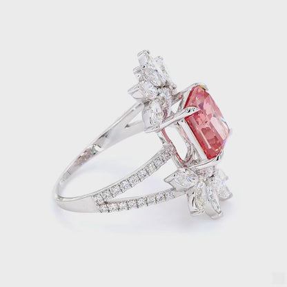 Radiant Cut and Marquise Lab Grown Diamond Solitaire Ring Tiara Band