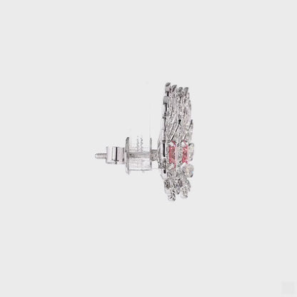 Wing Feather Pink Lab Grown Diamond Earrings